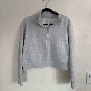 Fabletics Light Gray Quarter-Zip Cowl Neck Sweater